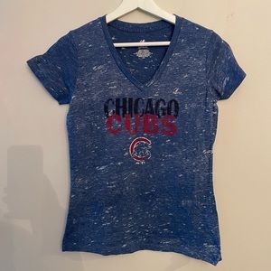 Chicago Cubs V-neck T-Shirt - Blue - Large